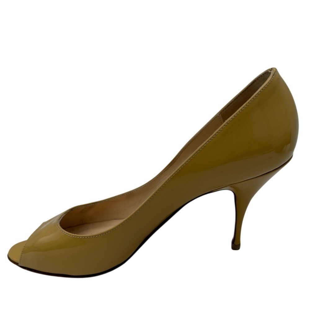 Christian Louboutin Patent Leather Peep Toe Pump Heel Yellow Sz 38.5 Evening - Picture 7 of 16